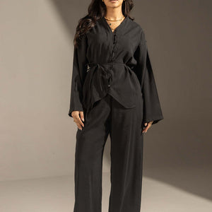 Black Relaxed Fit Tied Set