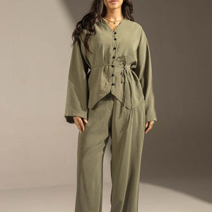 Olive Relaxed Fit Tied Set