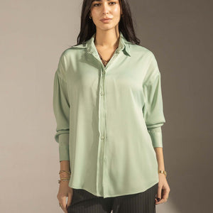 Bestag Soft Satin Relaxed Button-Up Shirt