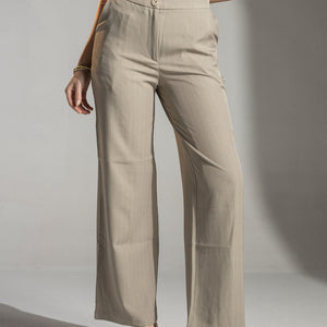 بنطلون بيج واسع تيلورد بخطوط رفيعة