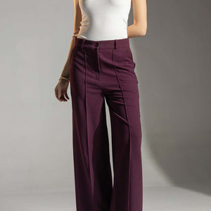 Burgundy Tailored Elegant Pants
