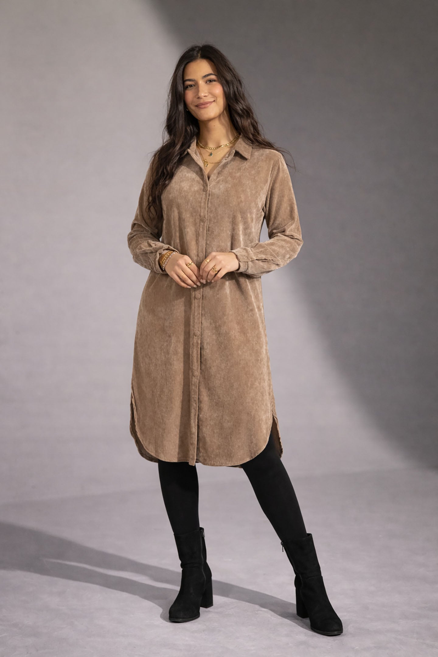 long sleeve velvet shirt dress Coffe Velvet Shirt Dress – 2x2clothing