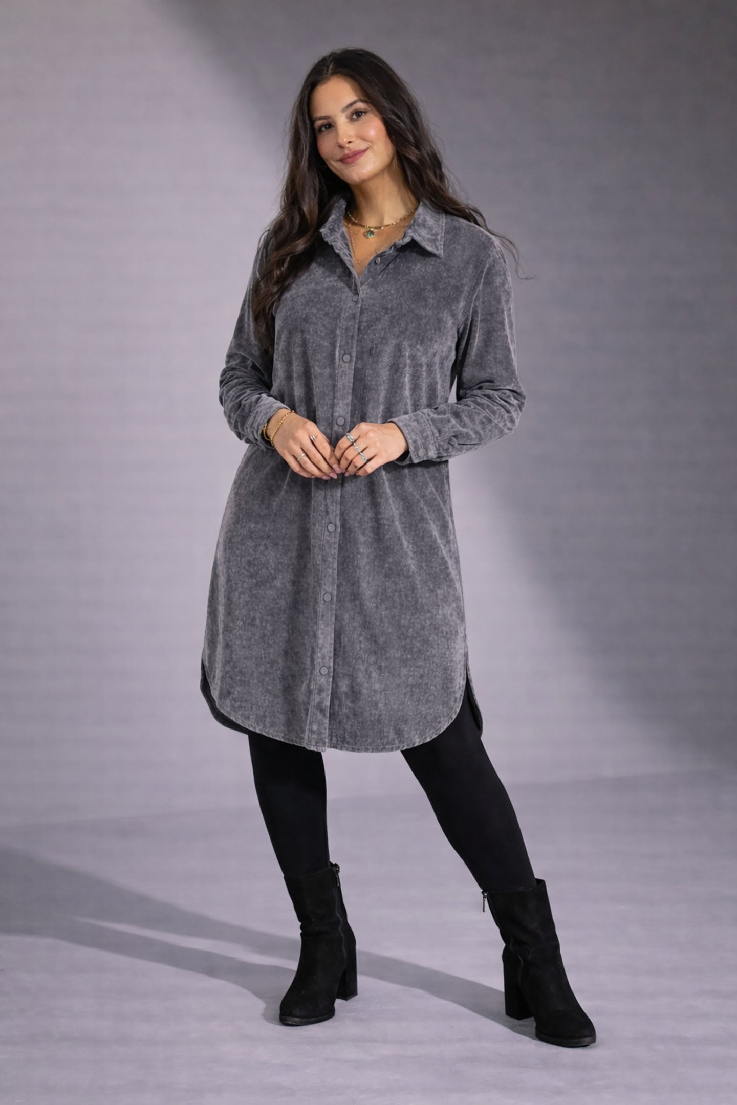 Grey Velvet Shirt Dress 2x2clothing Grey Velvet Shirt Dress 2x2clothing