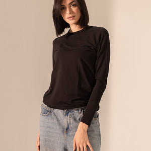 Black Long Sleeves Pure Cotton Basic