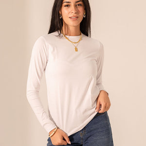 White Long Sleeves Pure Cotton Basic