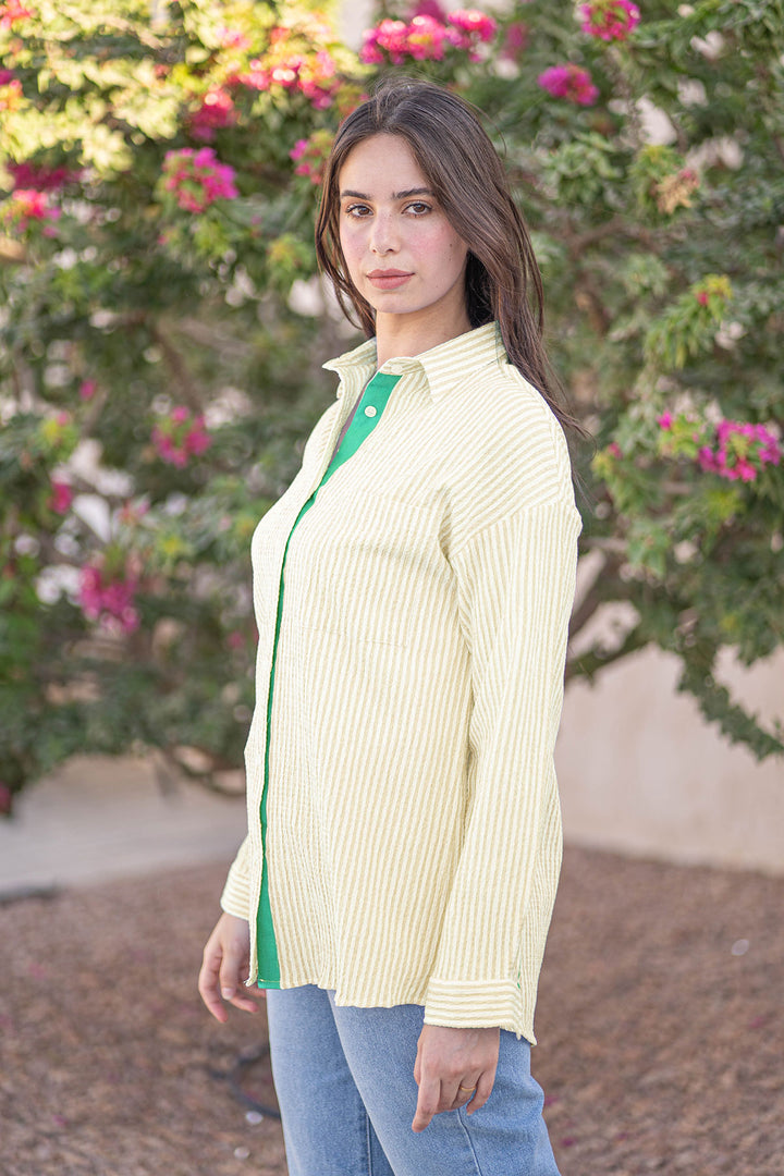Beige Striped Chemise