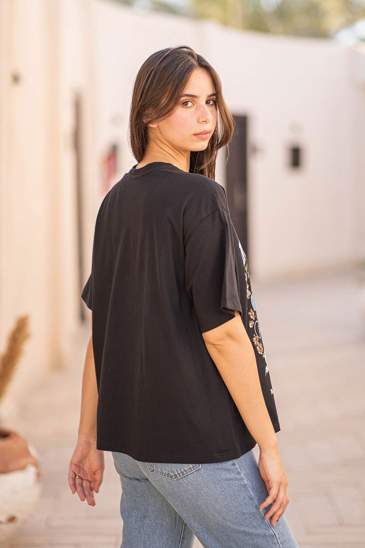 Black Oversize Printed T-shirt