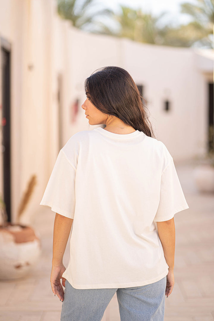 White Oversize Printed T-shirt