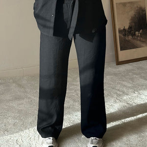 Black Linen Comfort Pants