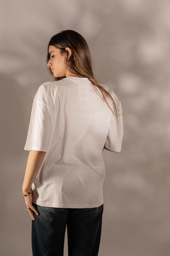 White Printed Oversize T-shirt