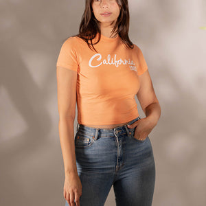 Orange Printed Cropped T-shirt