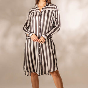 Striped Stain Mini Shirt Dress