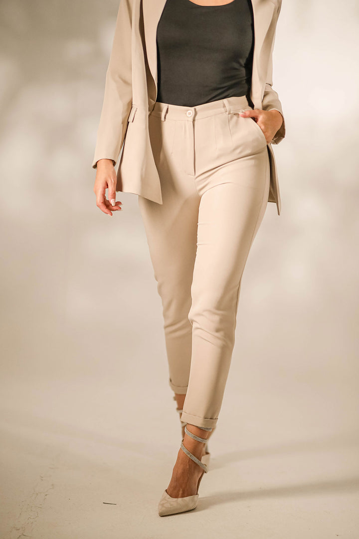 Beige Formal Modern Fit Pants