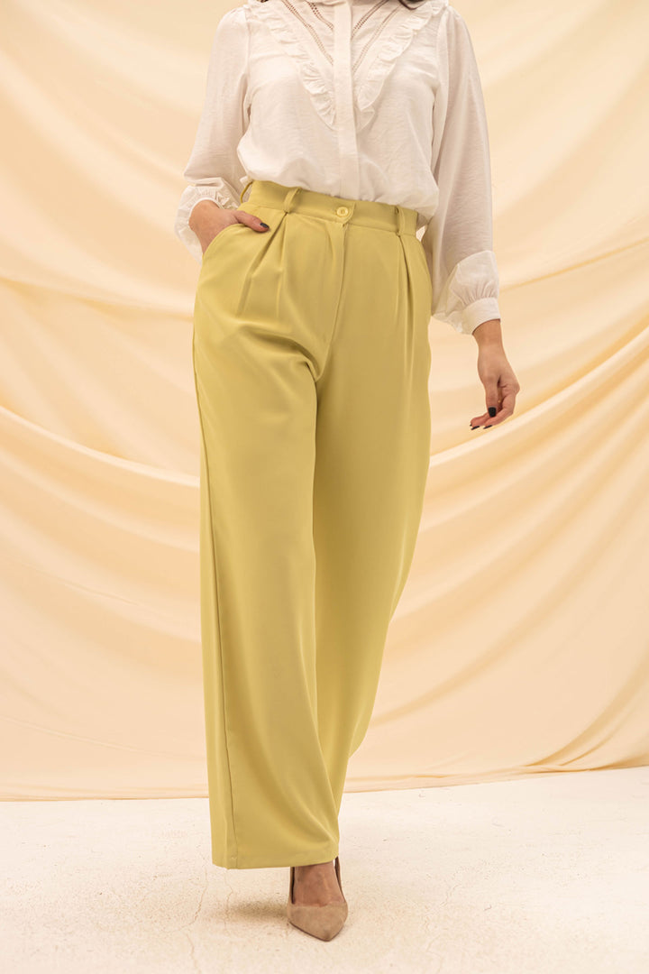 Lime Wide Leg Formal Pants