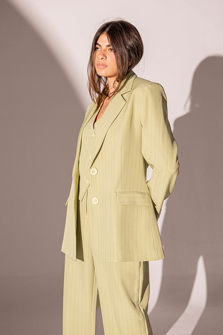 Lime Formal Striped Blazer