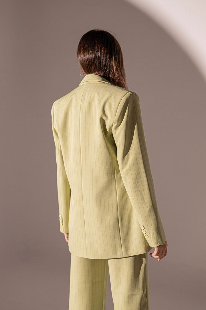 Lime Formal Striped Blazer