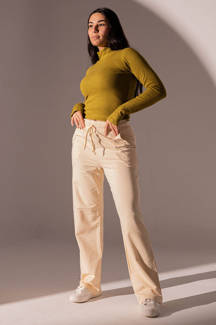 Beige Comfy Melton Sweatpants