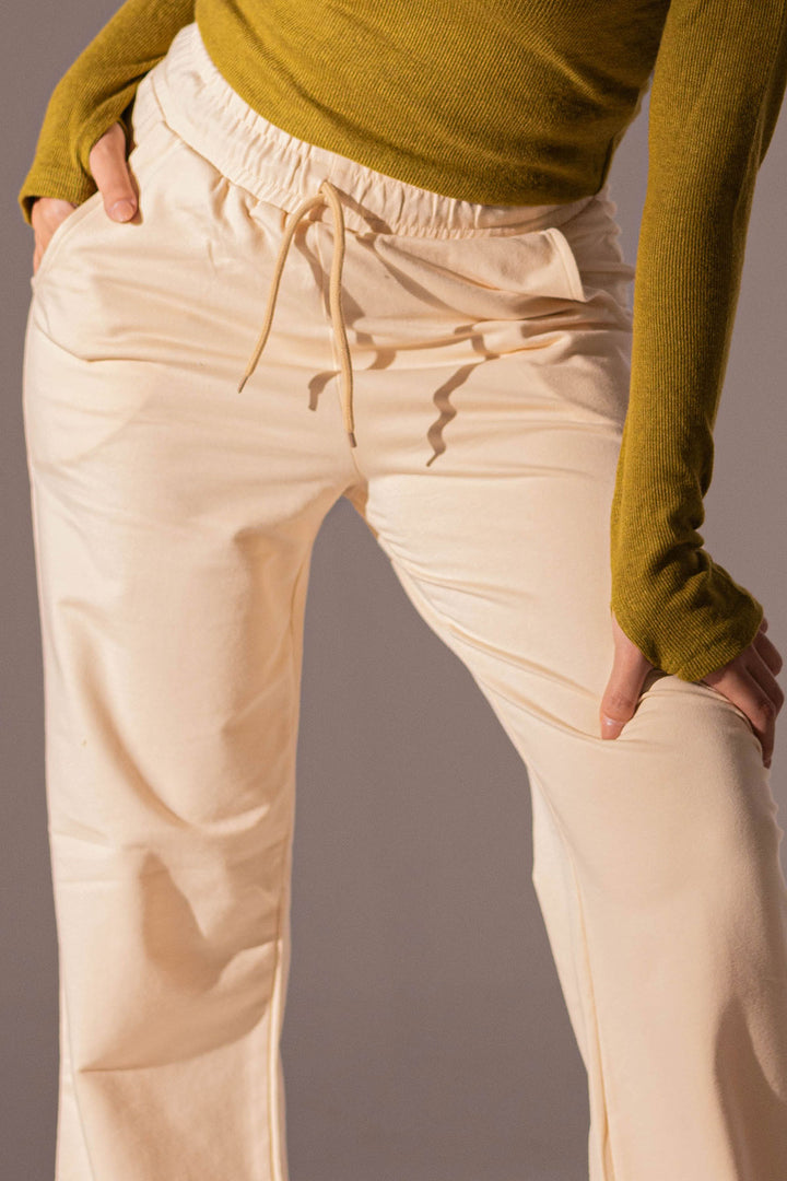 Beige Comfy Melton Sweatpants