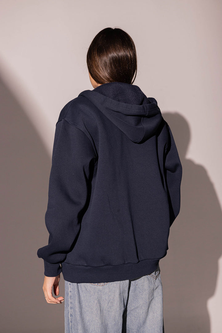 Blue Oversize Zipper Hoodie