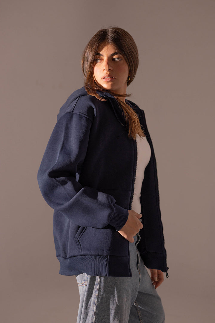 Blue Oversize Zipper Hoodie