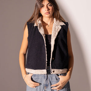 Black Velvet Fur Vest