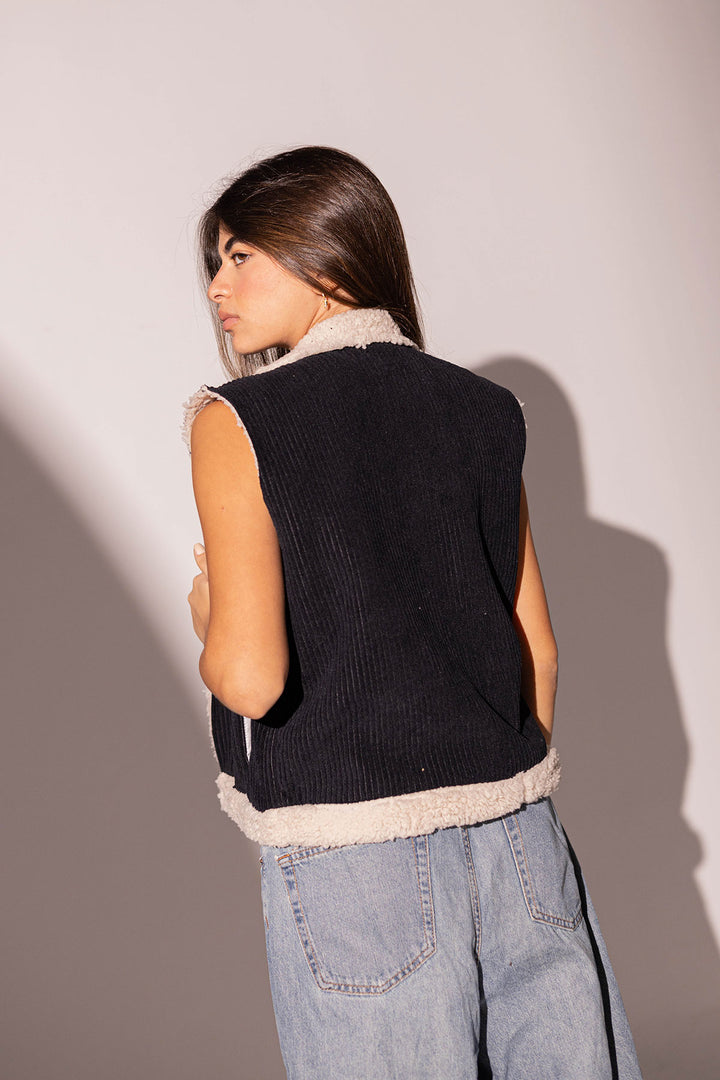 Black Velvet Fur Vest