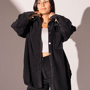 Black Velvet Oversize Shirt