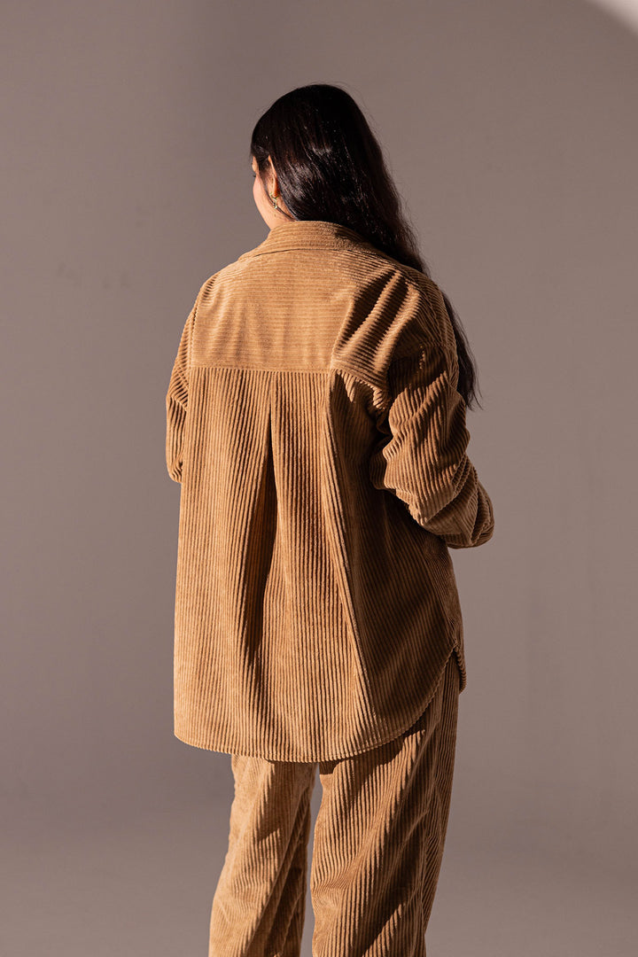 Camel Velvet Oversize Shirt