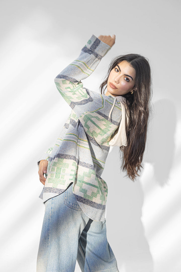 Green Patterned Winter Shirt With Capicho