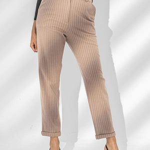 Beige Stripped Winter Pants