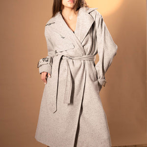 Grey Winter Embroidered Coat