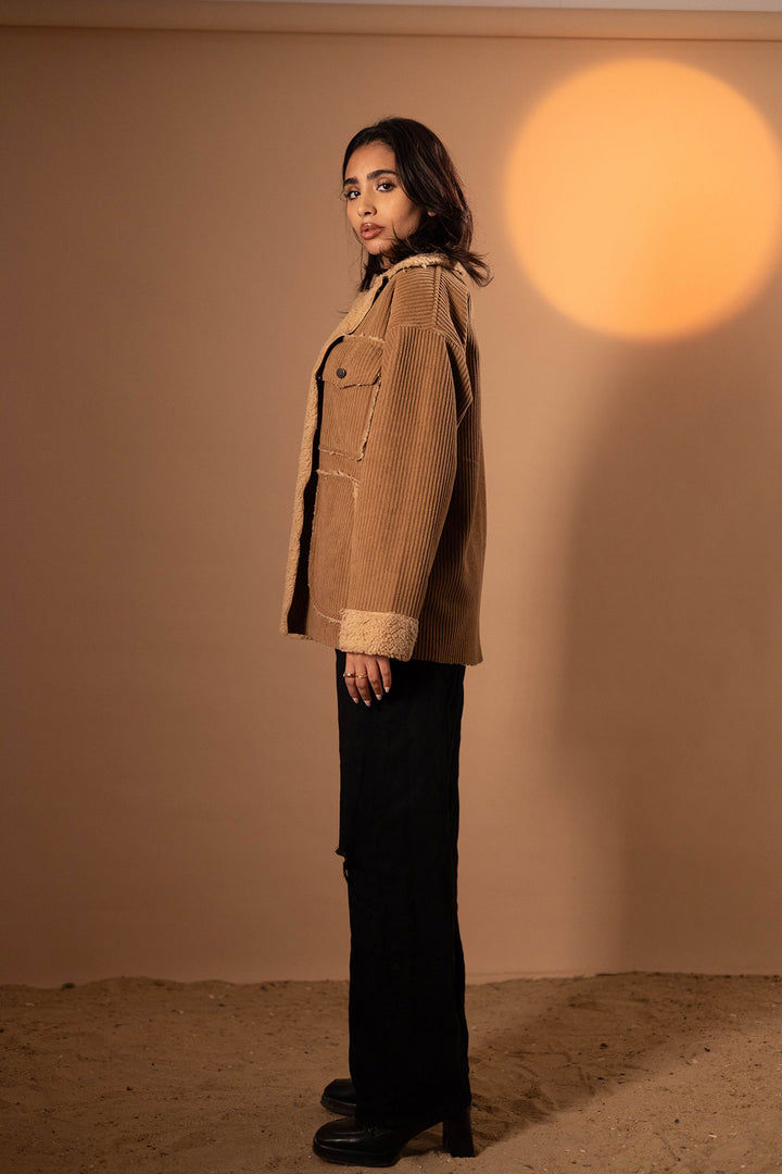 Camel Velvet Fur Jacket