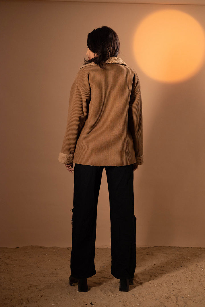 Camel Velvet Fur Jacket
