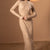 Beige Finger-Sleeves Wool Basic Dress