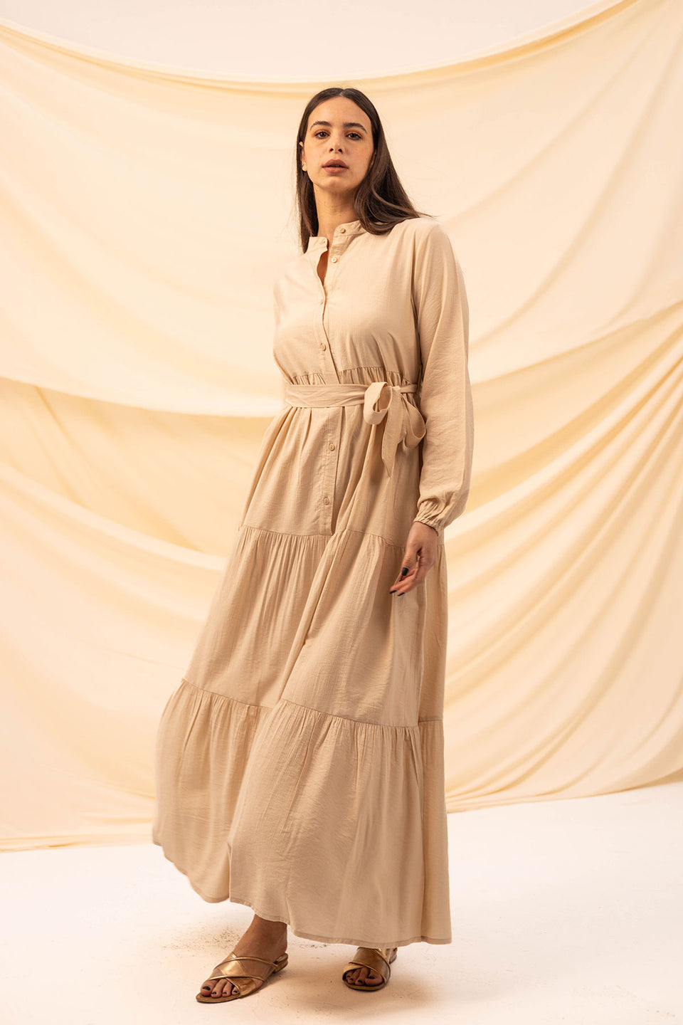 Beige Comfort Linen Dress