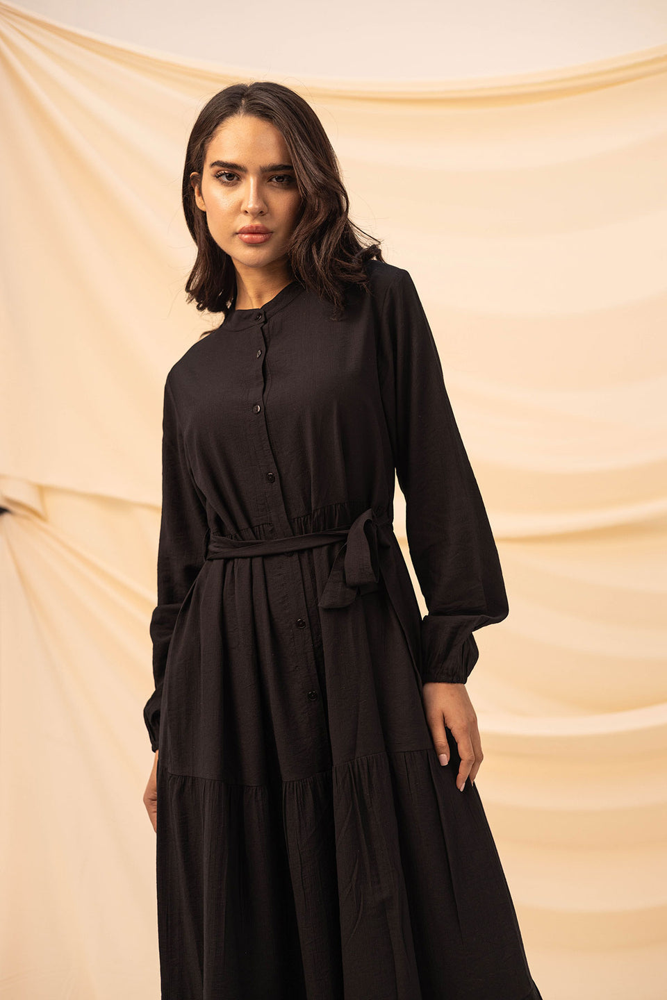 Black Comfort Linen Dress