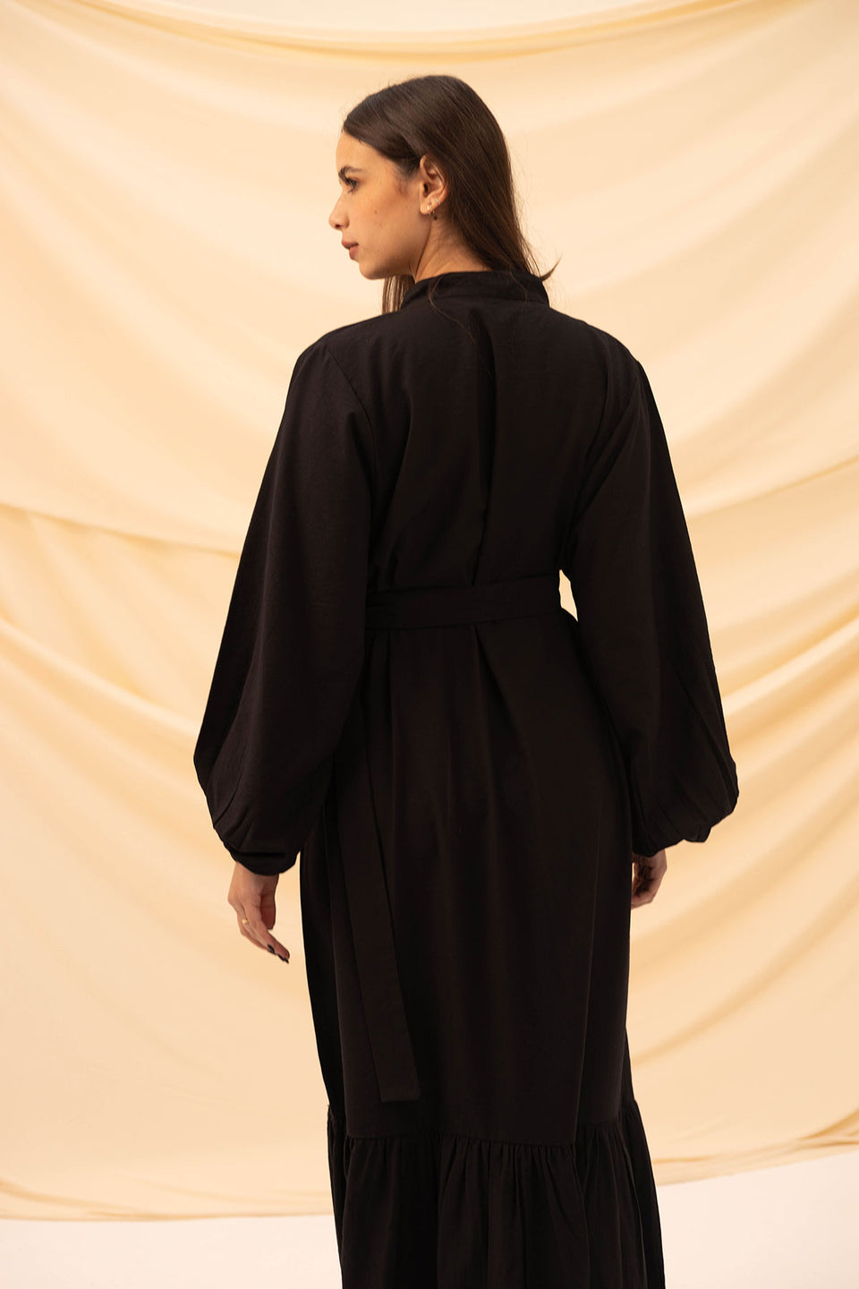 Black Linen Dress With Belt