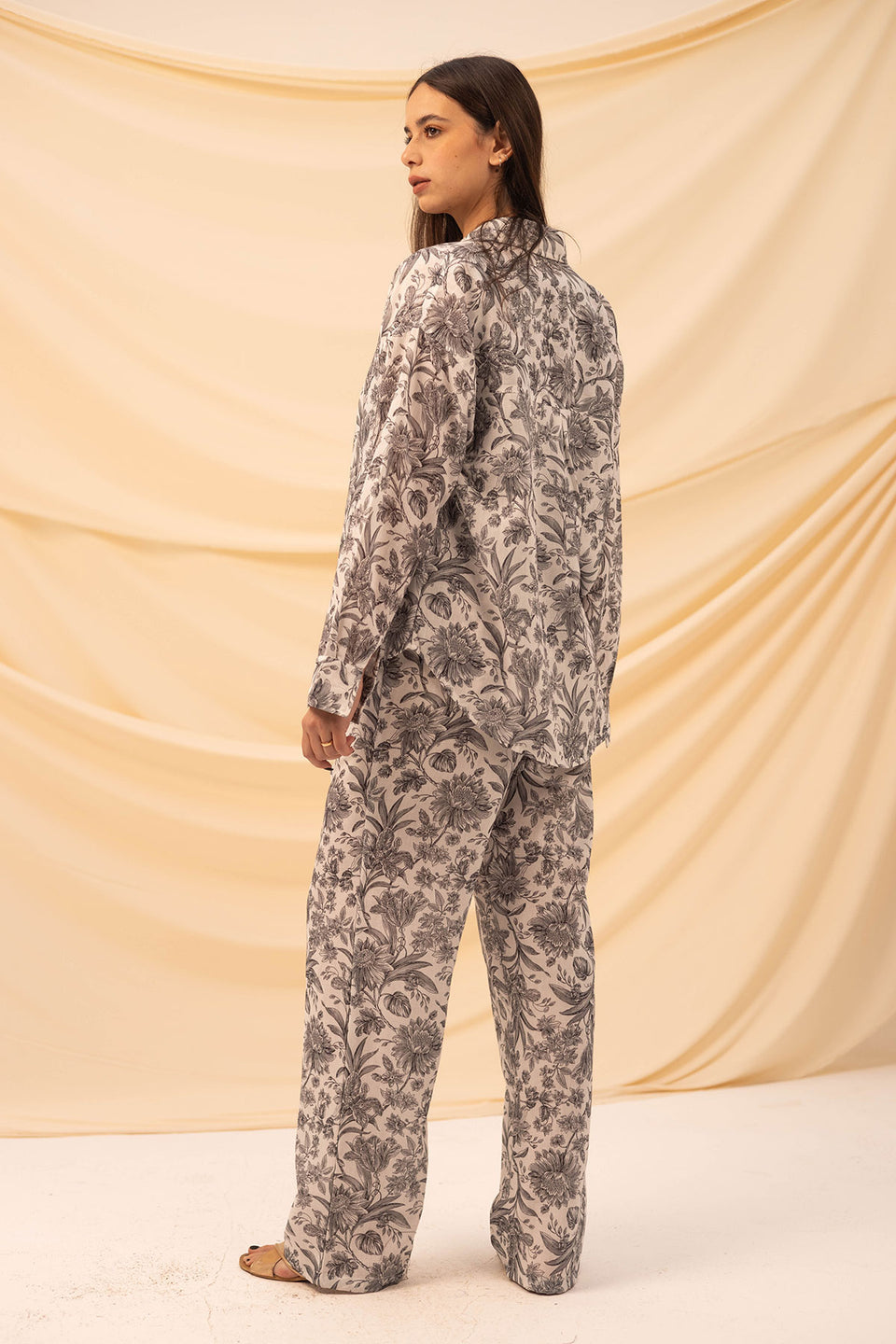 White Patterned Linen Shirt