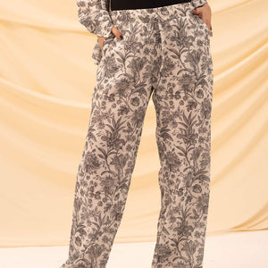 White Patterned Linen Pants