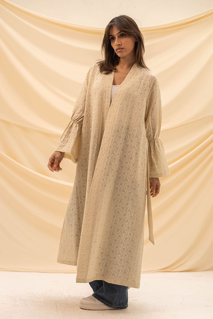 Beige Patterned Flower Cardigan