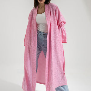 Pink Patterned Flower Cardigan