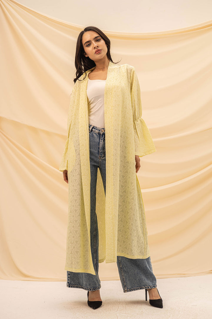 Yellow Patterned Flower Cardigan