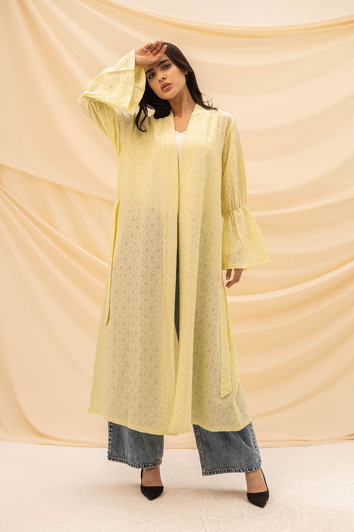 Yellow Patterned Flower Cardigan