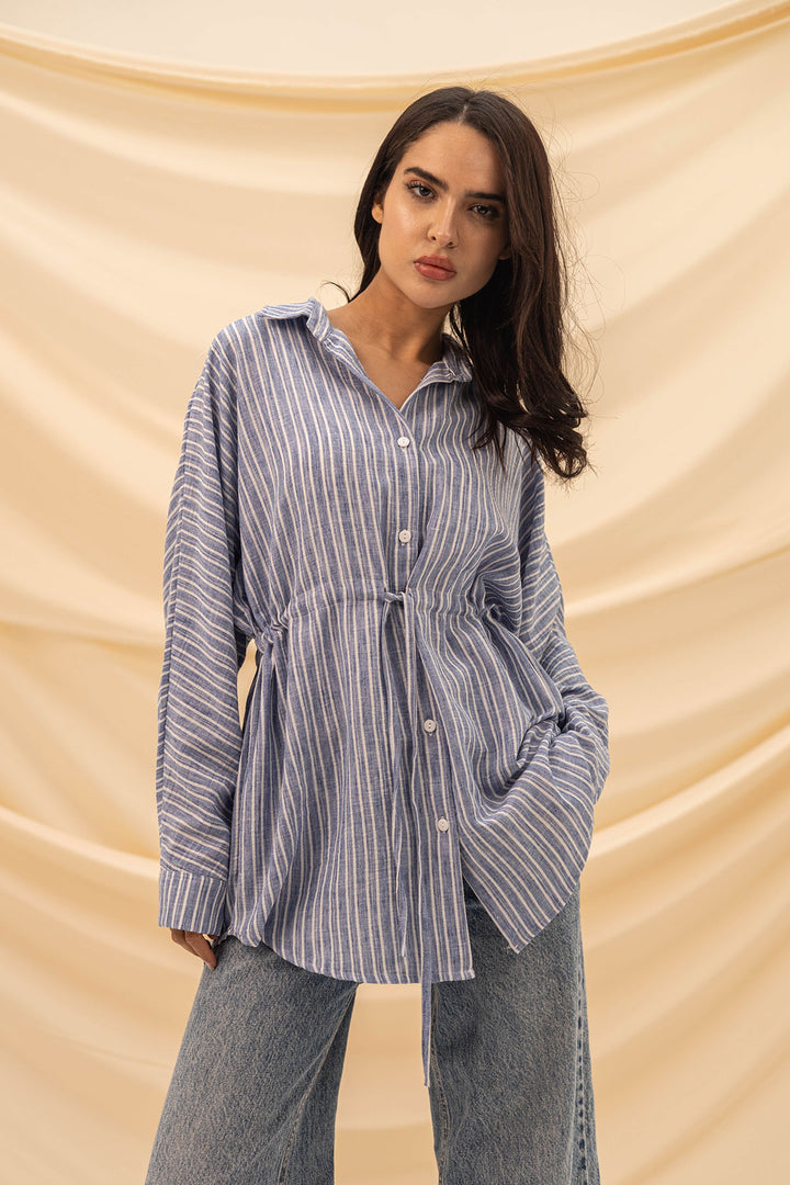 Blue Striped Tied Shirt