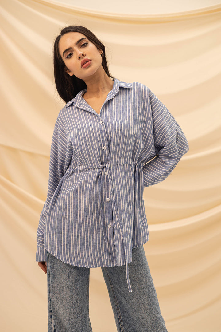 Blue Striped Tied Shirt