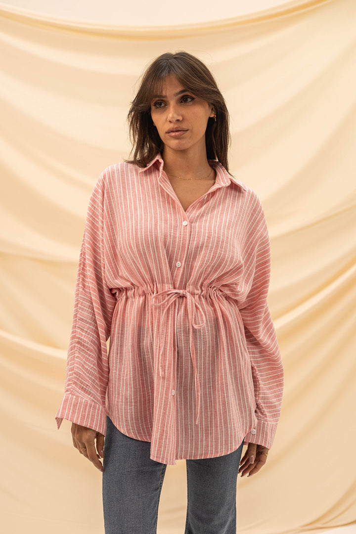 Pink Striped Tied Shirt