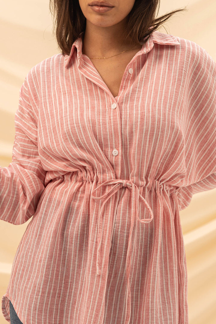 Pink Striped Tied Shirt