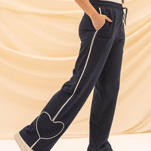 Navy Heart Melton Pants