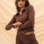 Brown Knitted Zipper Shirt
