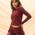 Burgundy Knitted Zipper Shirt